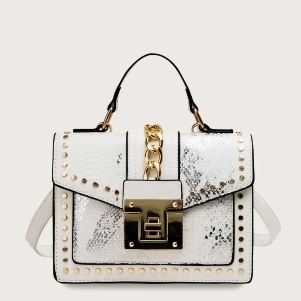 NEW! White Studded Croc Bag